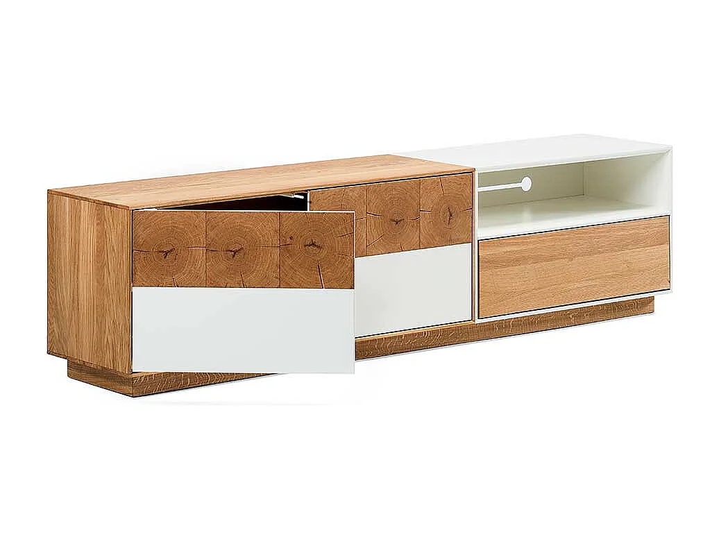 Fernsehtisch in Weiß Eiche Massivholz