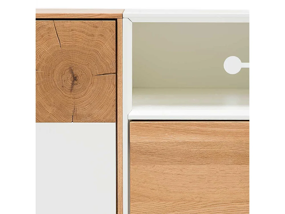 Fernsehtisch in Weiß Eiche Massivholz