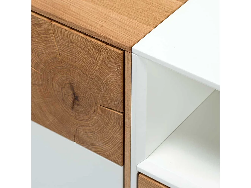 Fernsehtisch in Weiß Eiche Massivholz