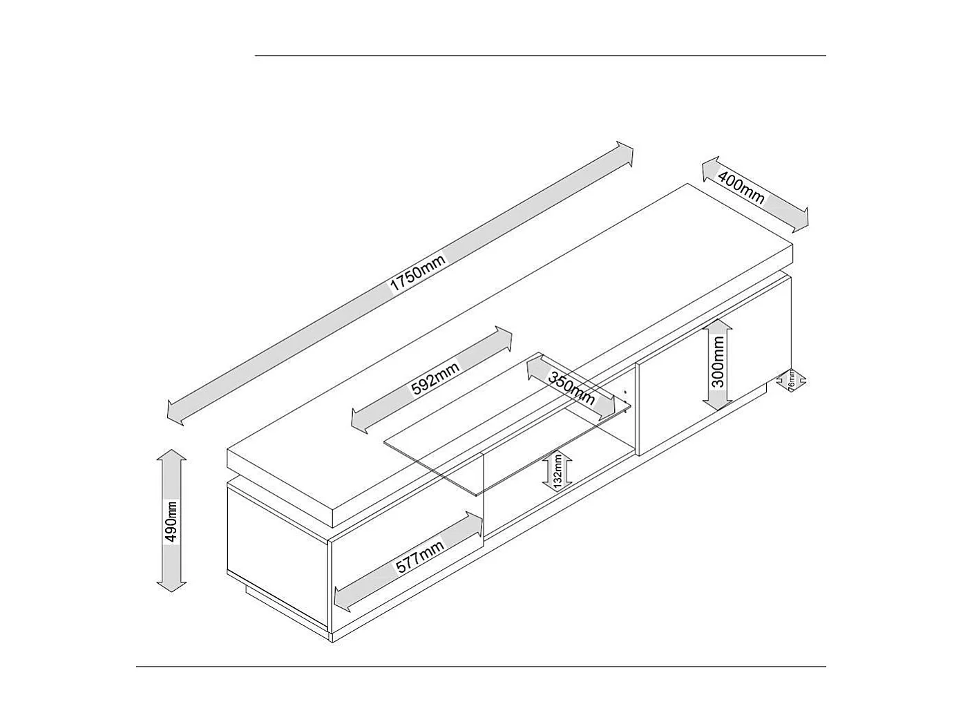 TV-Lowboard in Weiß LED Beleuchtung