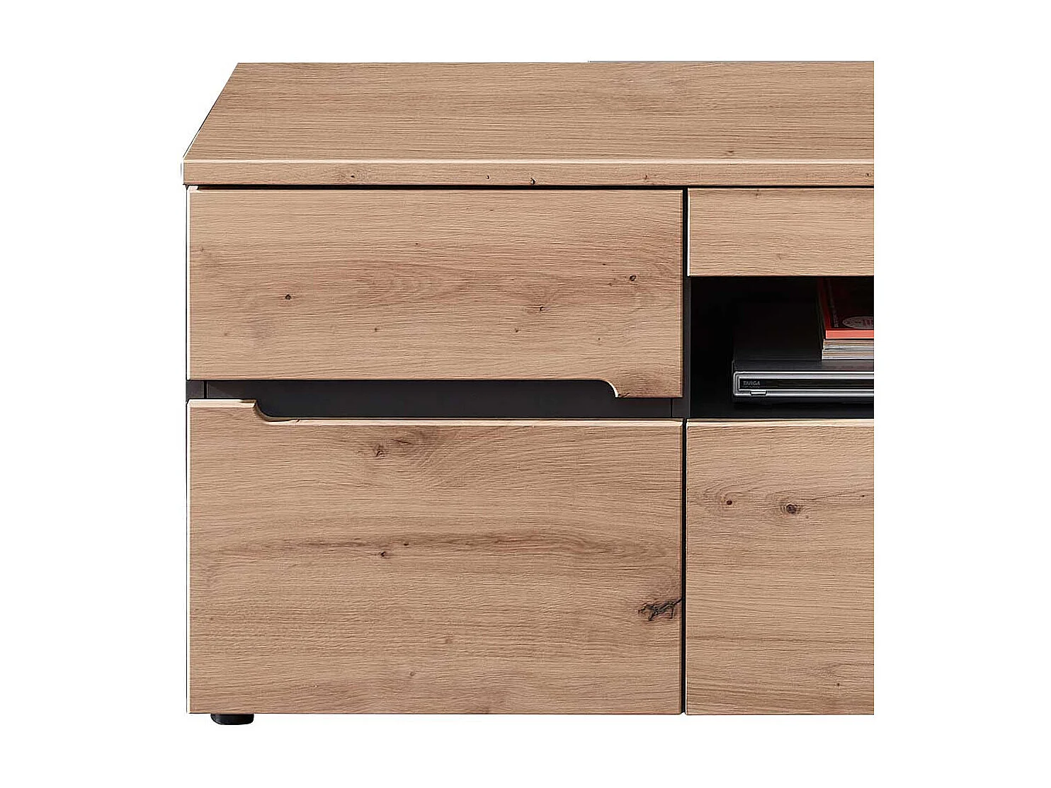 Fernseh Unterschrank mit Schubladen in Wildeichefarben Dunkelgrau