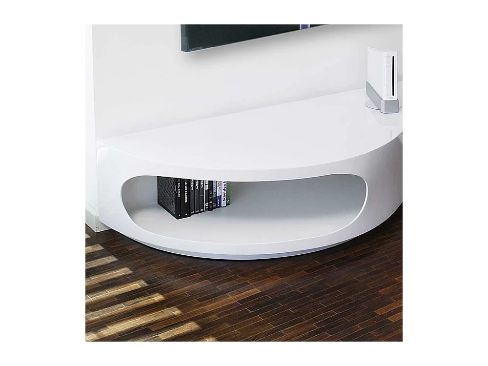 Design TV Board in Hochglanz Weiß geschwungen
