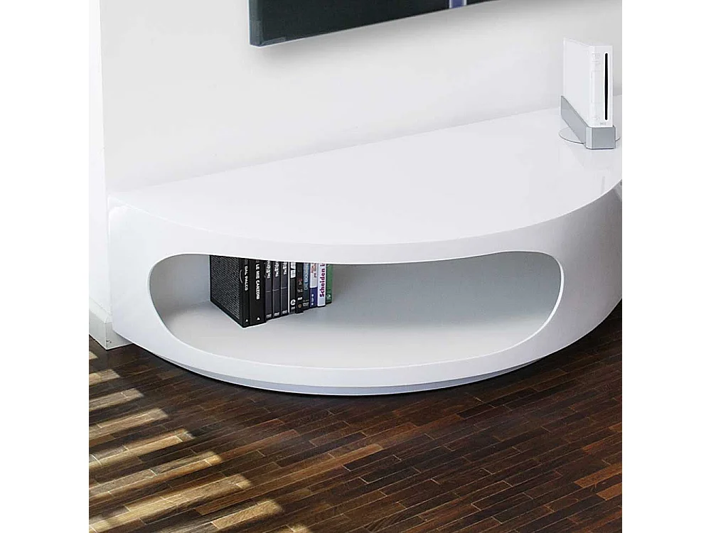 Design TV Board in Hochglanz Weiß geschwungen
