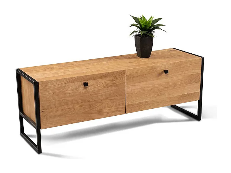 TV Sideboard Fernsehboard mit zwei Klappen und Metallgriffen