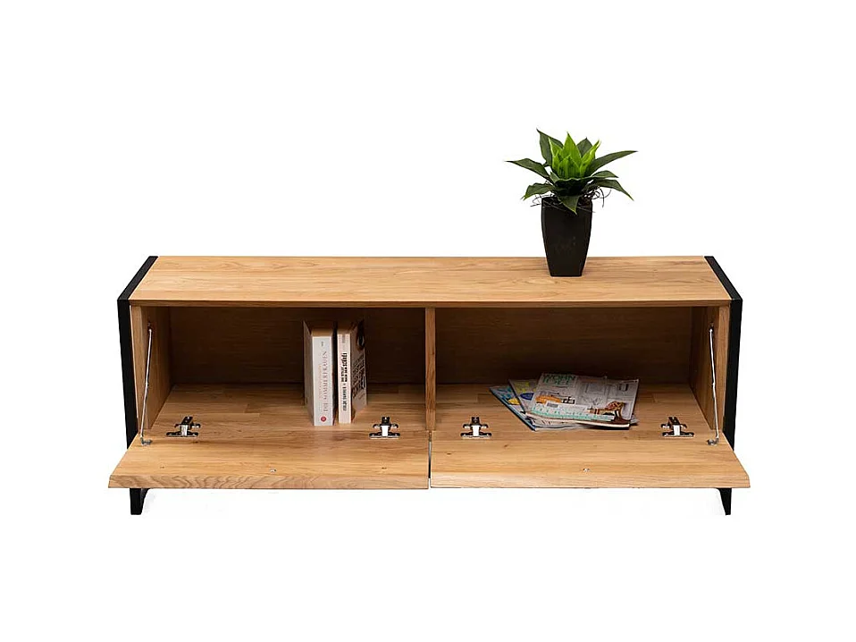 TV Sideboard Fernsehboard mit zwei Klappen und Metallgriffen