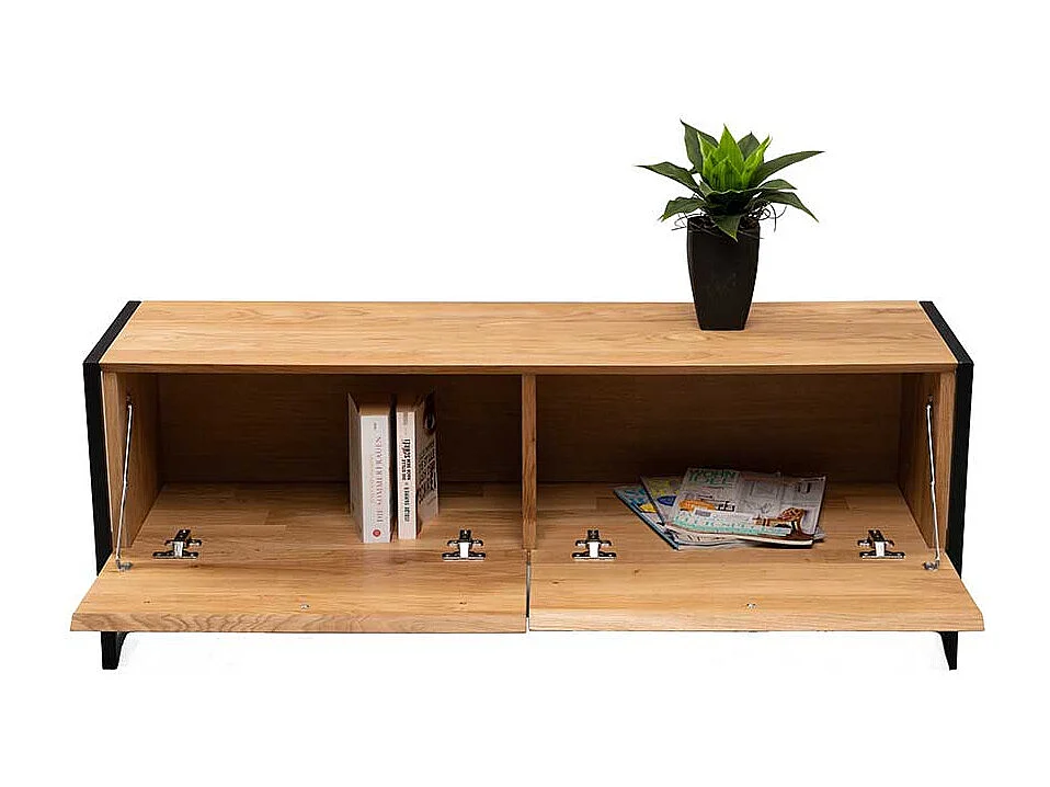 TV Sideboard Fernsehboard mit zwei Klappen und Metallgriffen