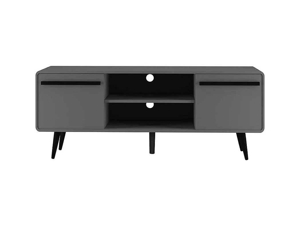 TV Board Lowboard mit Türen grau foliert