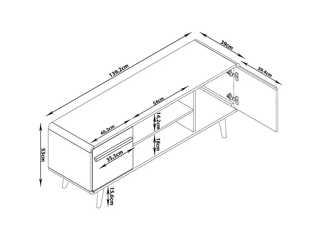 TV Board Lowboard mit Türen grau foliert