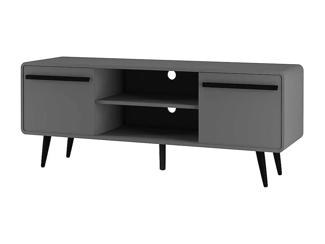 TV Board Lowboard mit Türen grau foliert