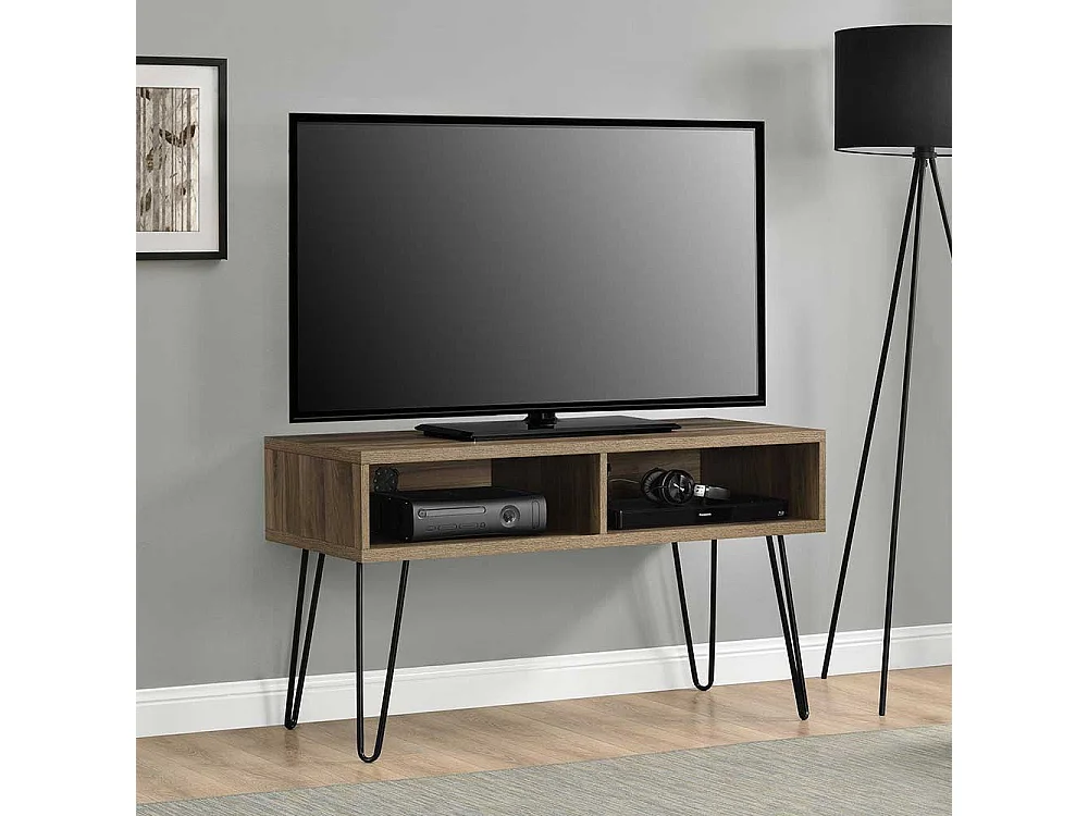 TV Lowboard mit Metall Hairpin Gestell Walnussfarben