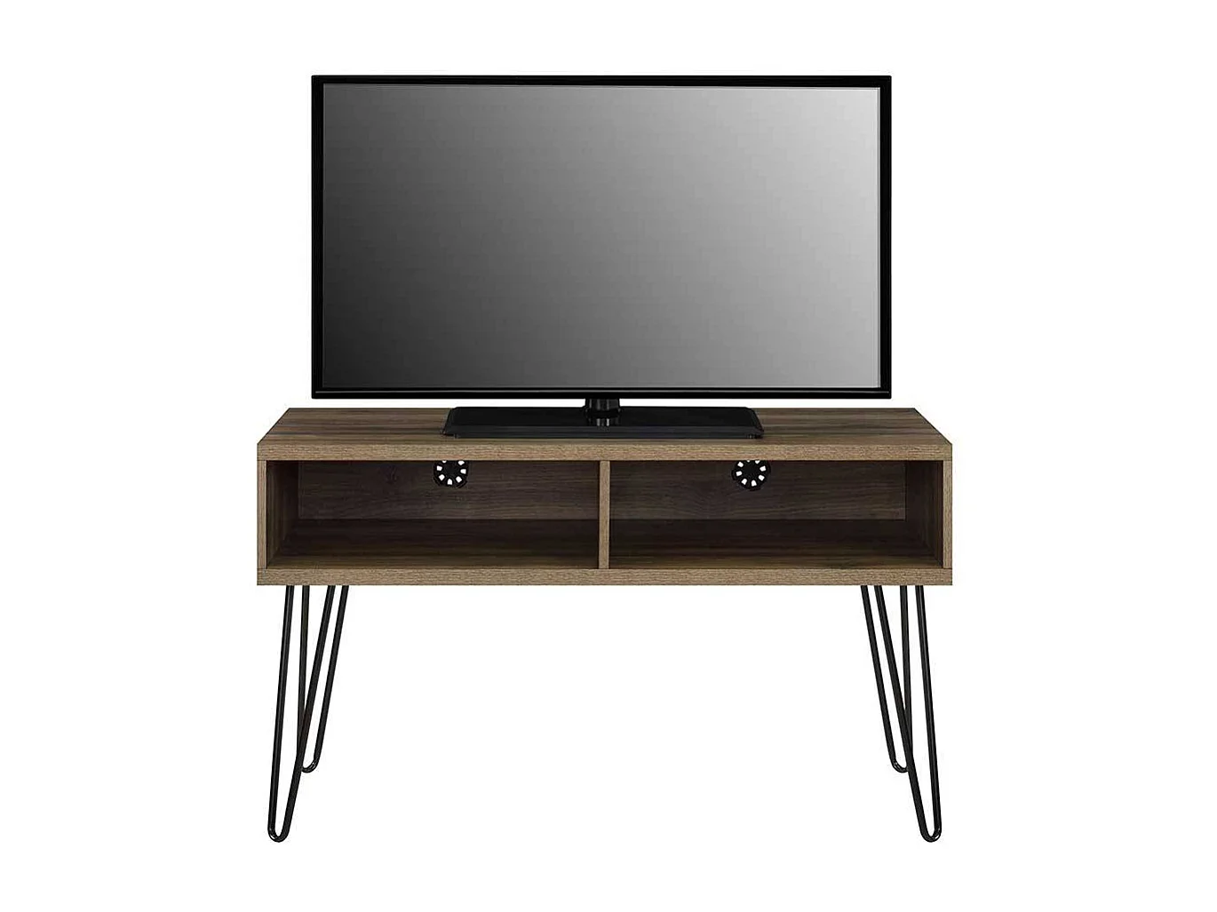 TV Lowboard mit Metall Hairpin Gestell Walnussfarben