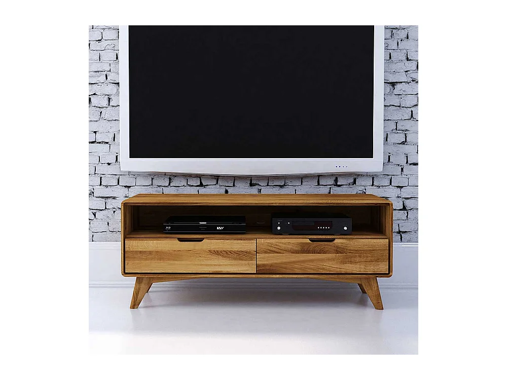 Fernsehtisch aus Wildeiche Massivholz 120 cm breit