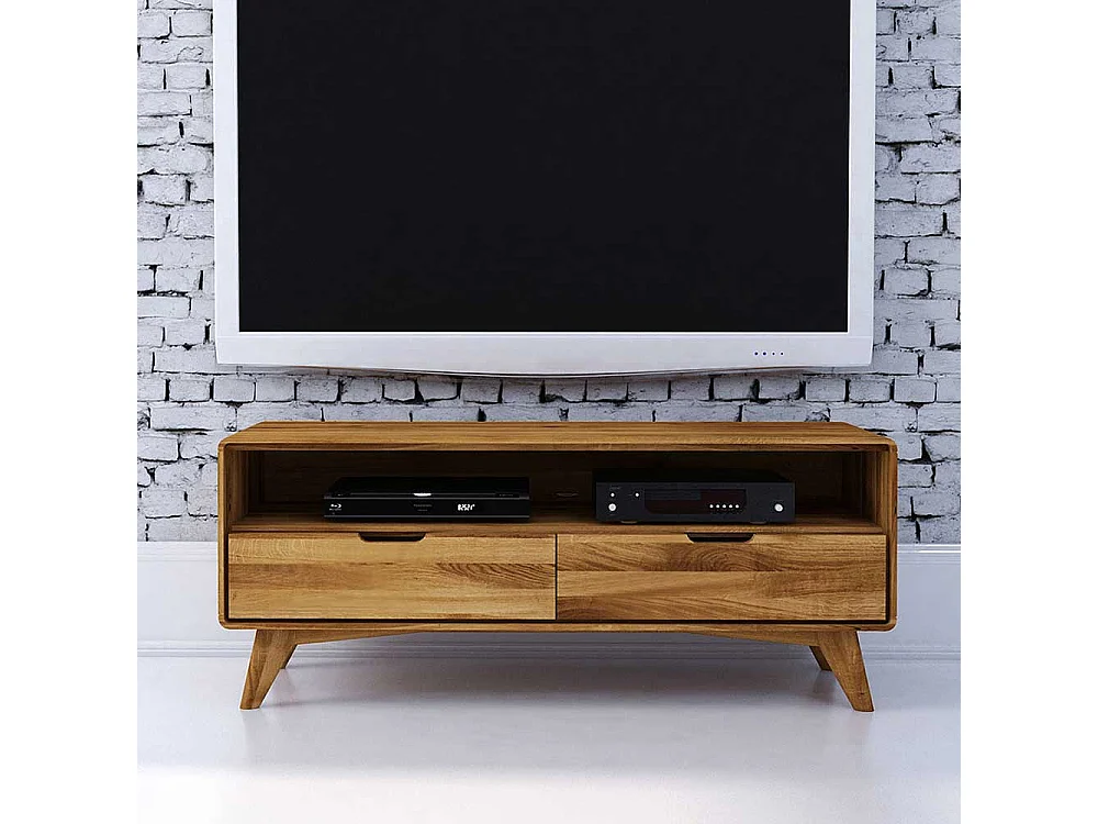 Fernsehtisch aus Wildeiche Massivholz 120 cm breit