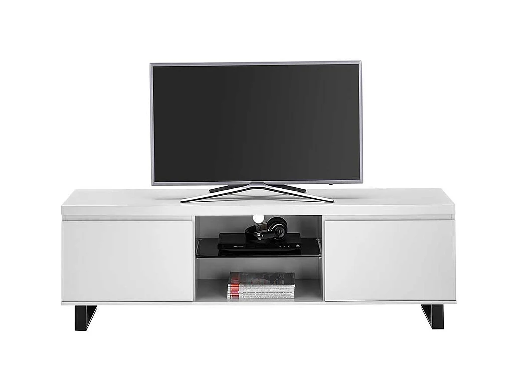 TV Lowboard Fernsehtisch in Weiß mit Türen