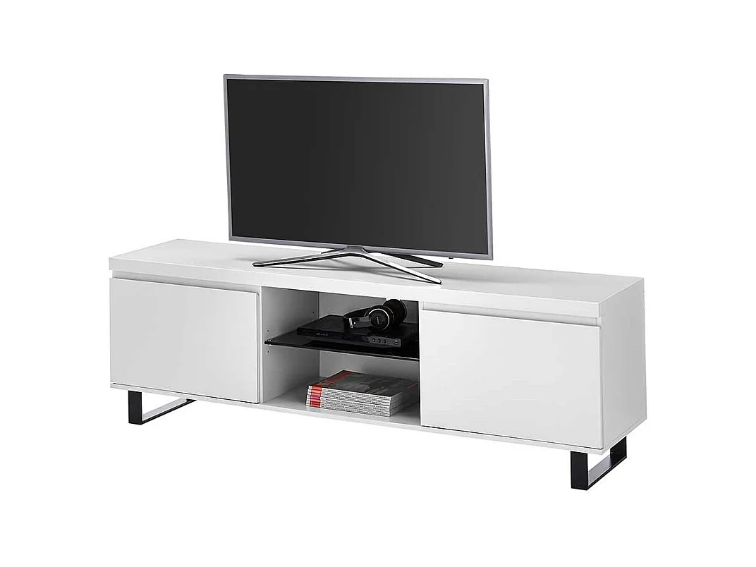 TV Lowboard Fernsehtisch in Weiß mit Türen