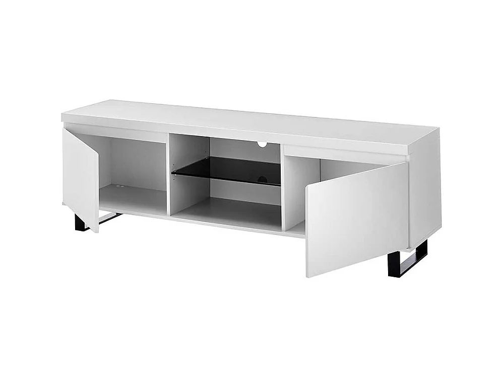 TV Lowboard Fernsehtisch in Weiß mit Türen