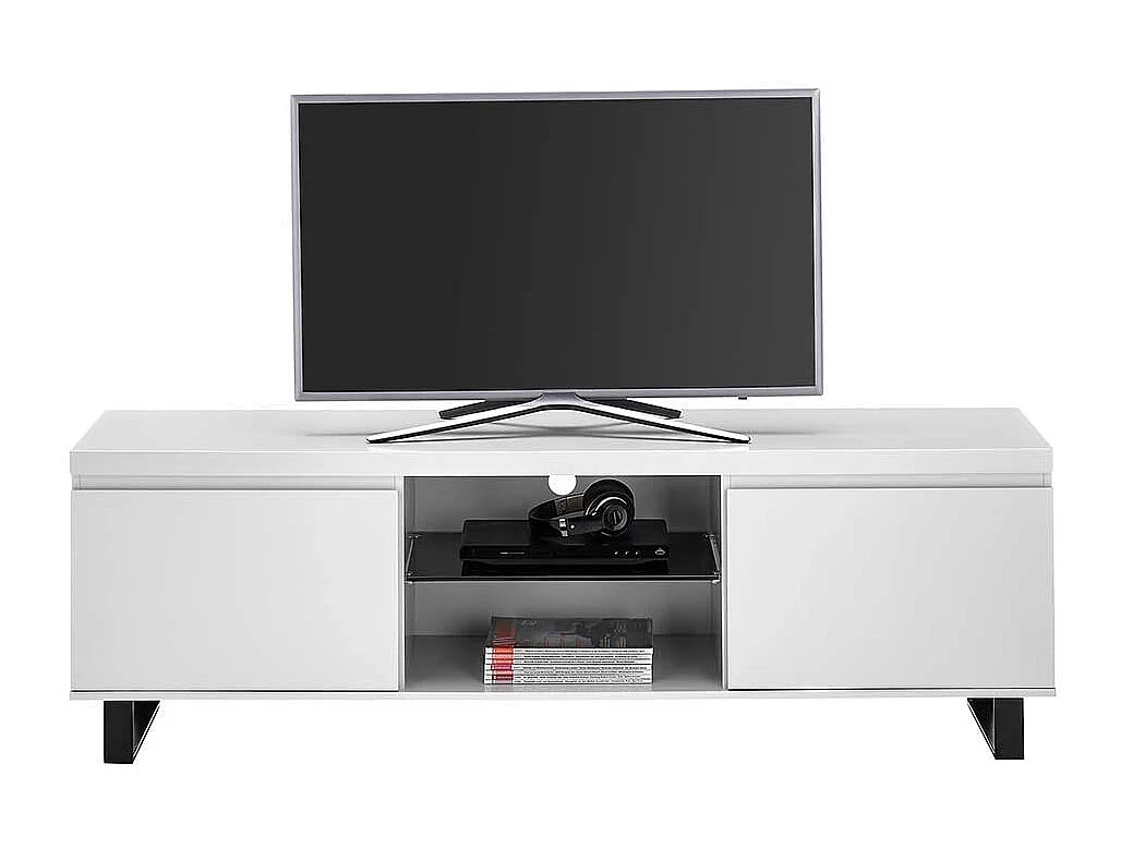 TV Lowboard Fernsehtisch in Weiß mit Türen