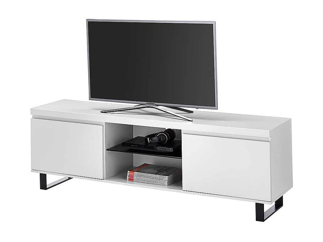 TV Lowboard Fernsehtisch in Weiß mit Türen