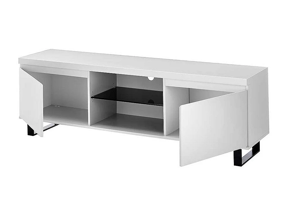 TV Lowboard Fernsehtisch in Weiß mit Türen