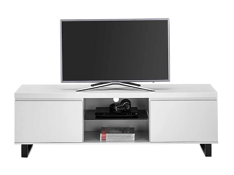 TV Lowboard Fernsehtisch in Weiß mit Türen