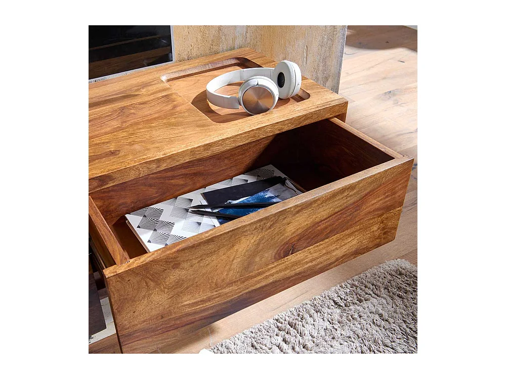 Modernes Fernsehlowboard aus Sheesham Massivholz Wandmontage