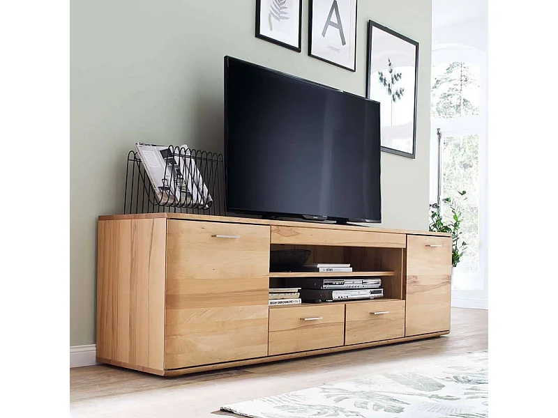 TV Lowboard TV Board in Kernbuchefarben teilmassiv