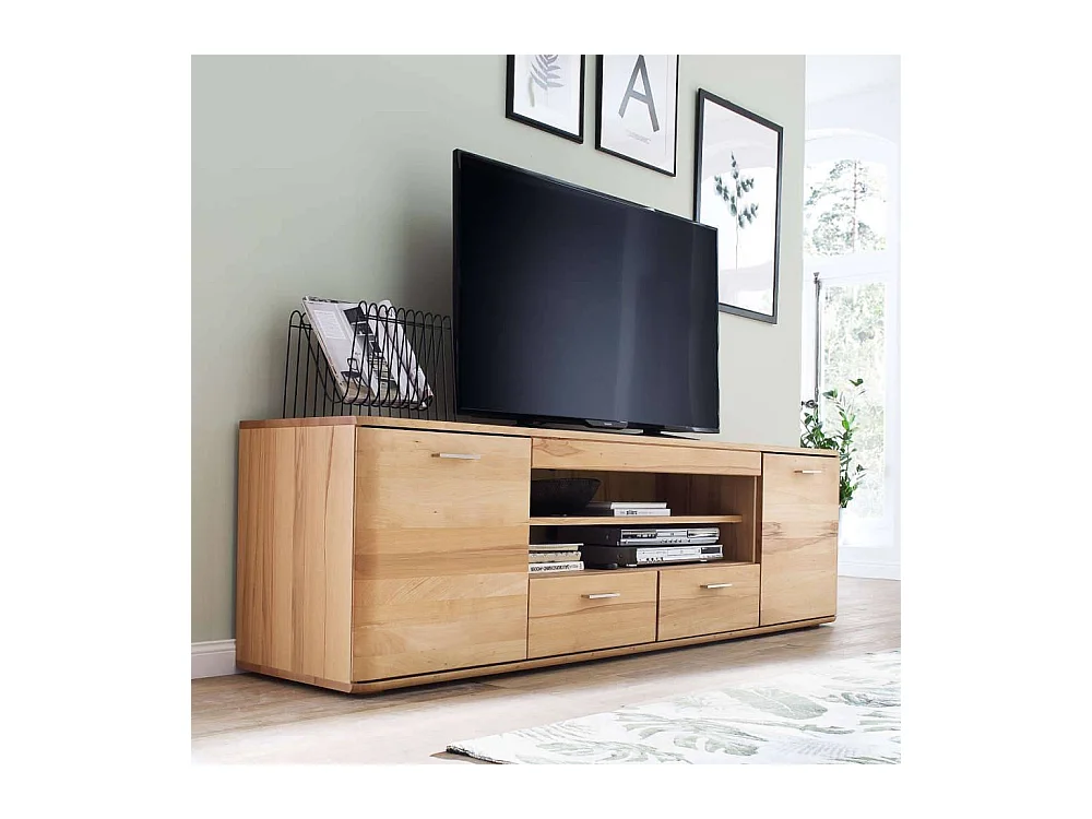 TV Lowboard TV Board in Kernbuchefarben teilmassiv