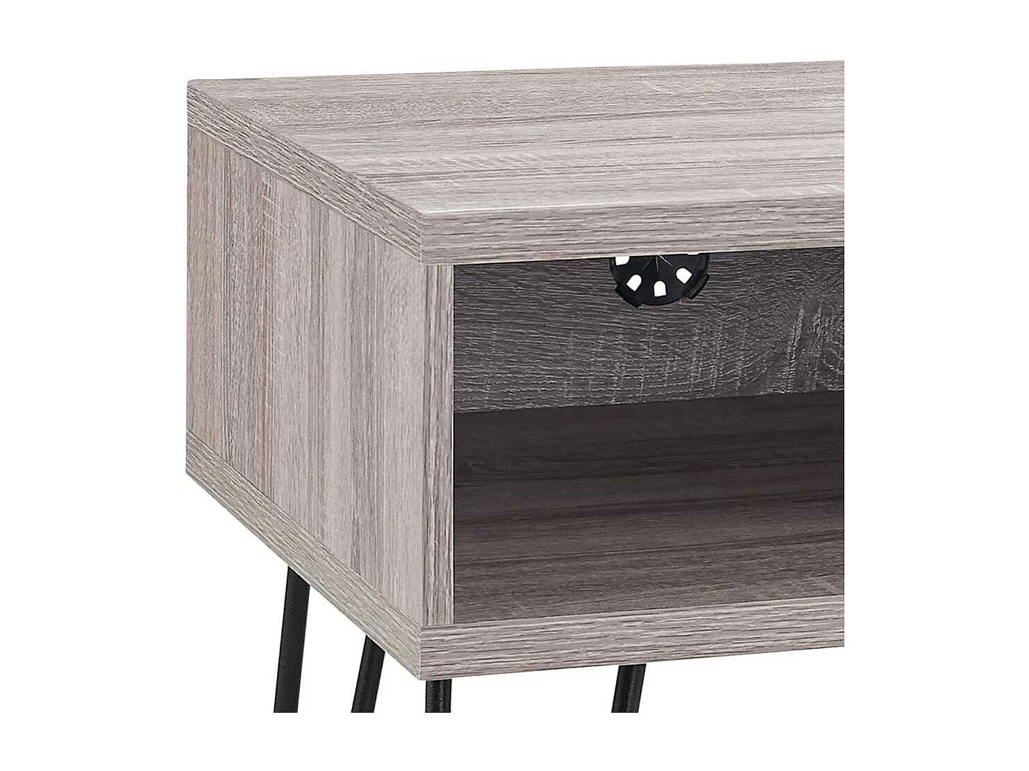 Fernseher Tisch in Eiche Grau Holzoptik Metall Hairpin Gestell