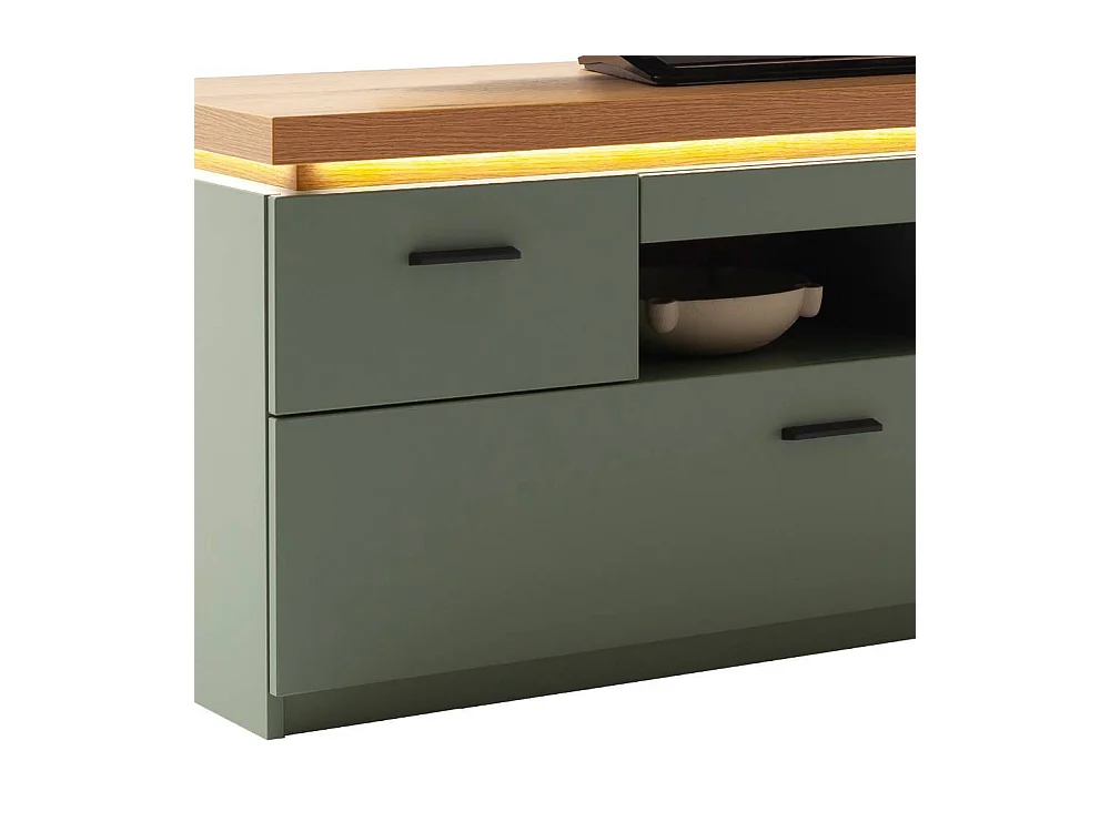 Lowboard TV Board mit LED Beleuchtung in Graugrün