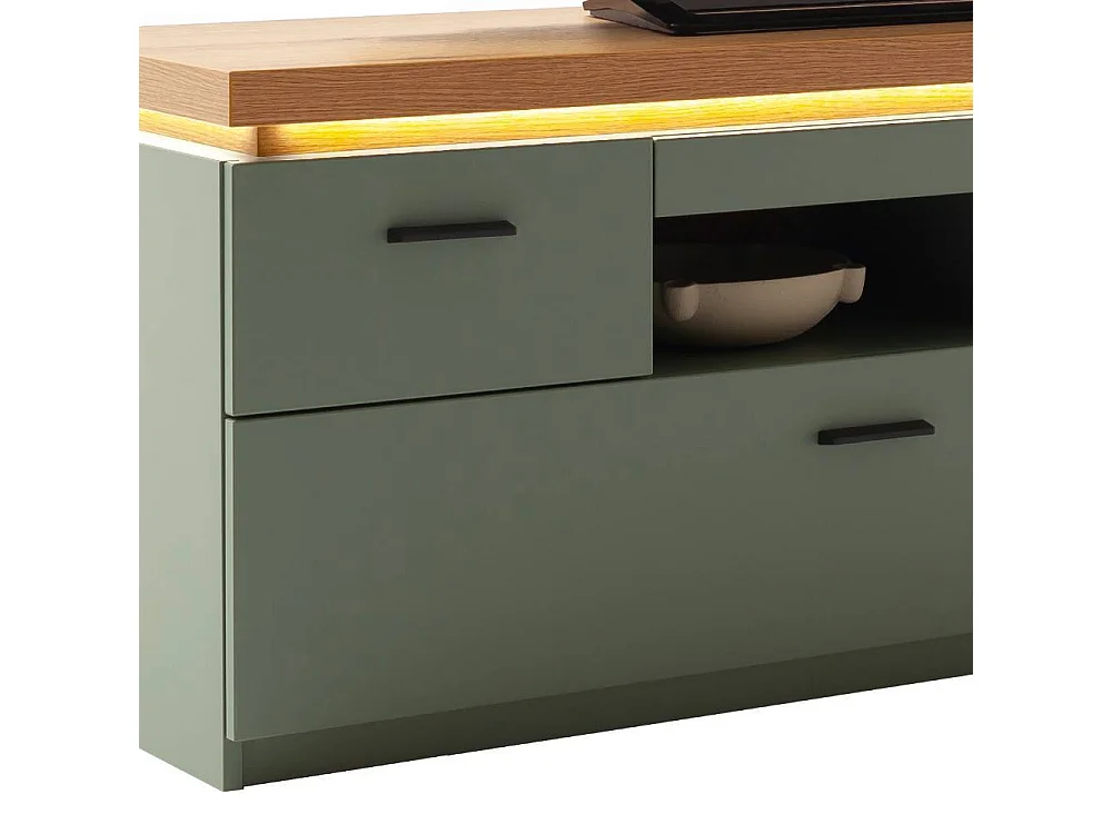 Lowboard TV Board mit LED Beleuchtung in Graugrün