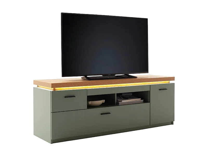 Lowboard TV Board mit LED Beleuchtung in Graugrün