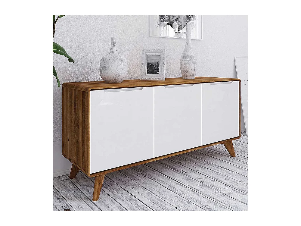 TV Sideboard in Weiß und Wildeiche modern