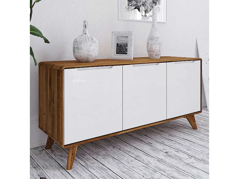 TV Sideboard in Weiß und Wildeiche modern