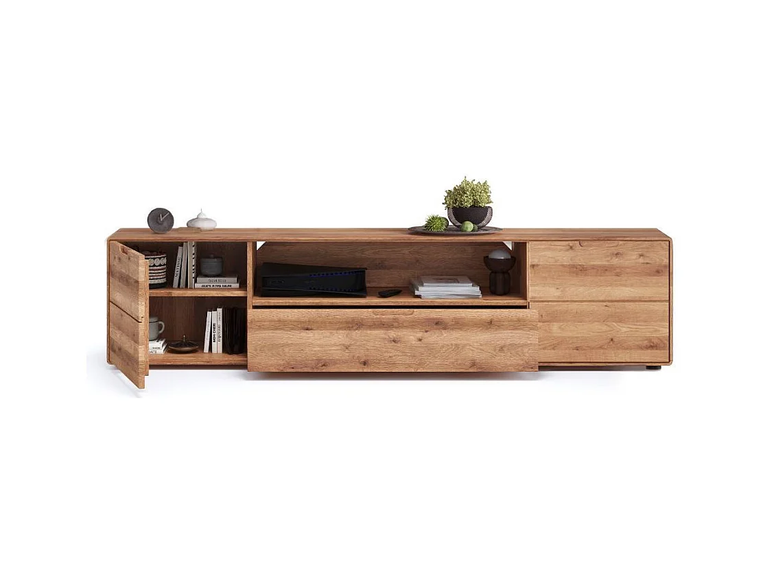 TV Board Fernsehschrank aus Massivholz in Wildeichefarben