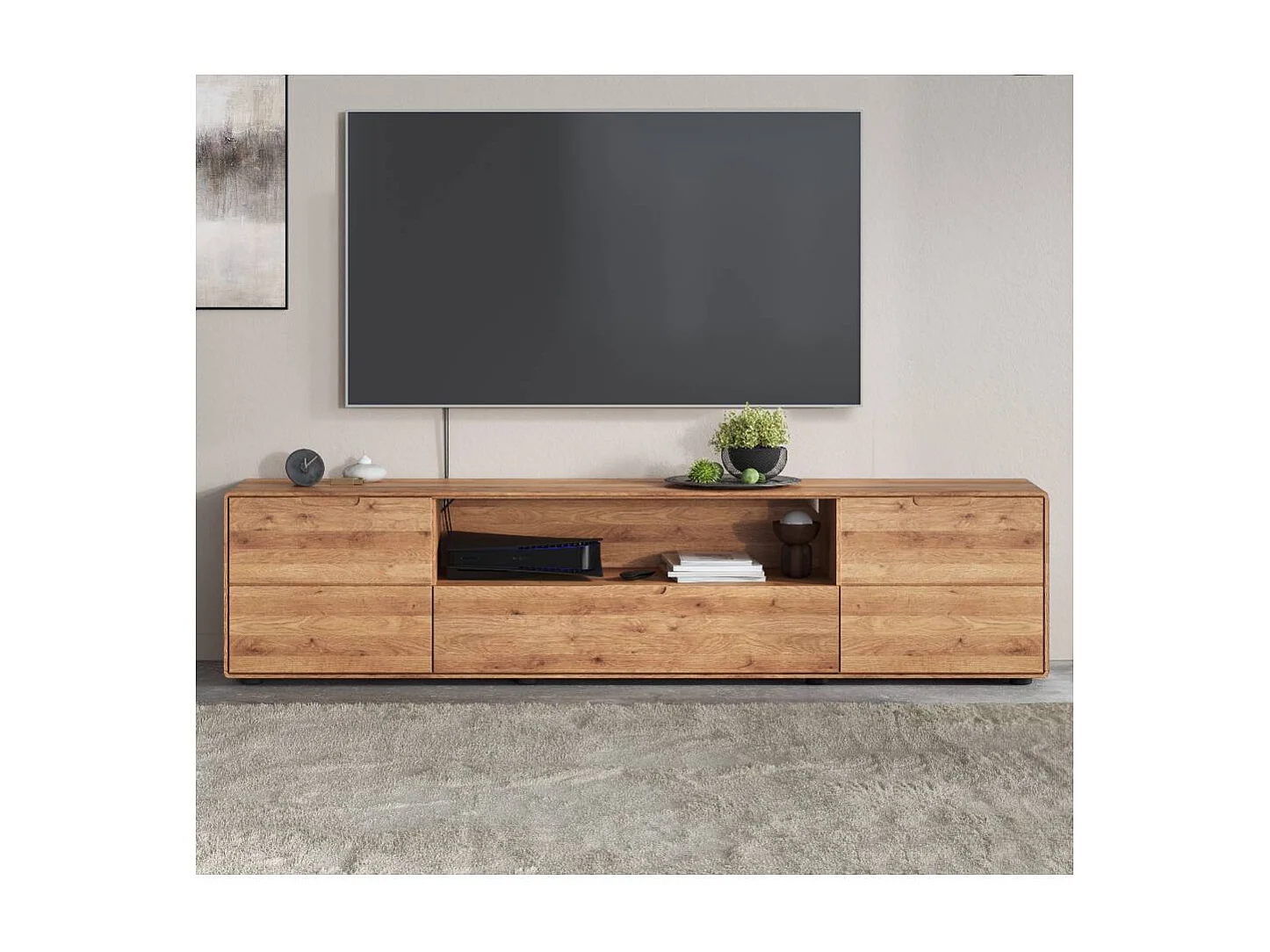 TV Board Fernsehschrank aus Massivholz in Wildeichefarben