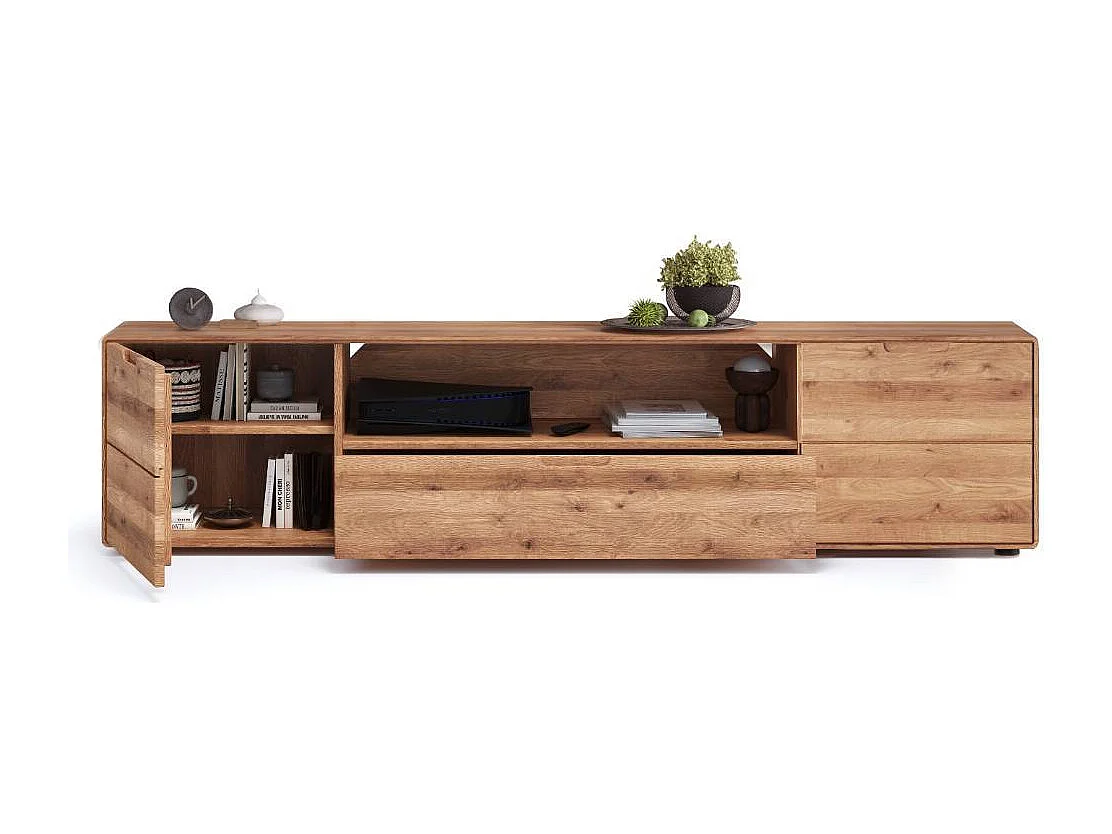 TV Board Fernsehschrank aus Massivholz in Wildeichefarben