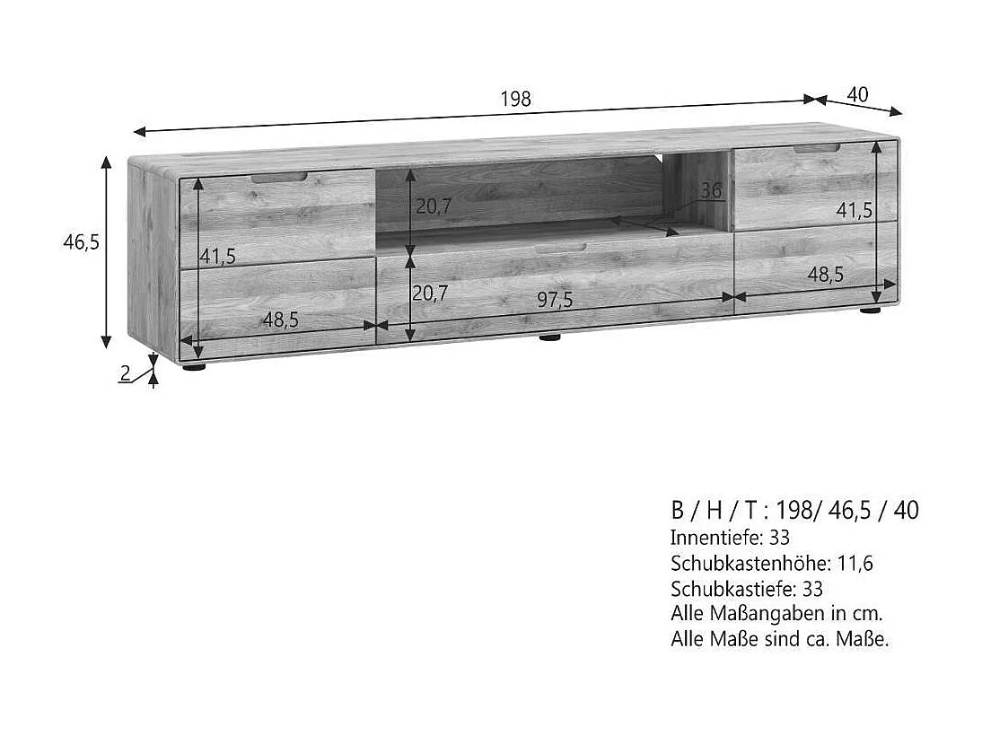 TV Board Fernsehschrank aus Massivholz in Wildeichefarben