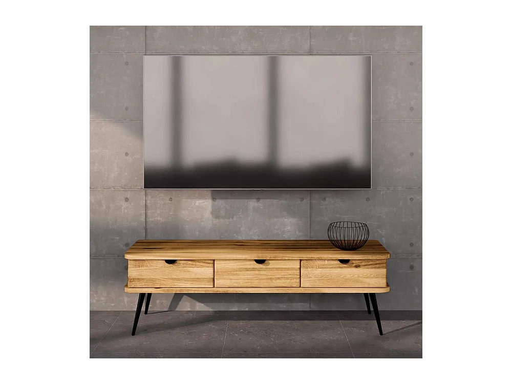 Flachstrecke Wohnzimmer Wildeiche mit drei Schubladen 144 cm breit