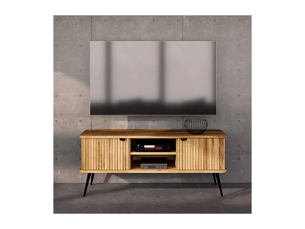 Fernsehboard Wildeiche modern mit Massivholztüren 144 cm breit