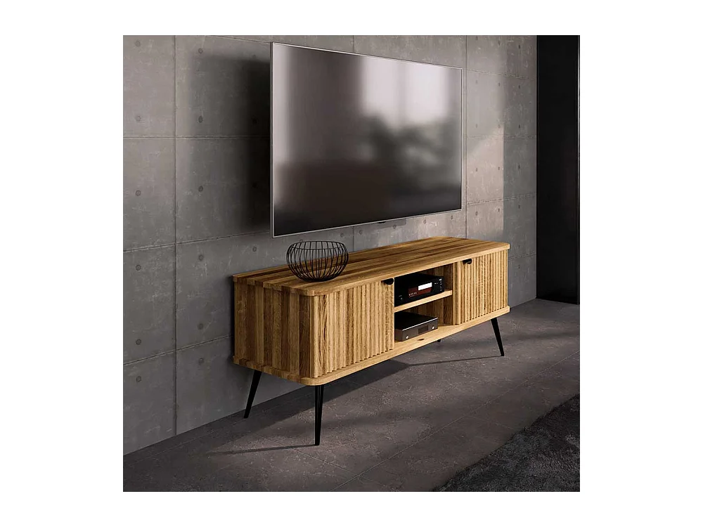 Fernsehboard Wildeiche modern mit Massivholztüren 144 cm breit