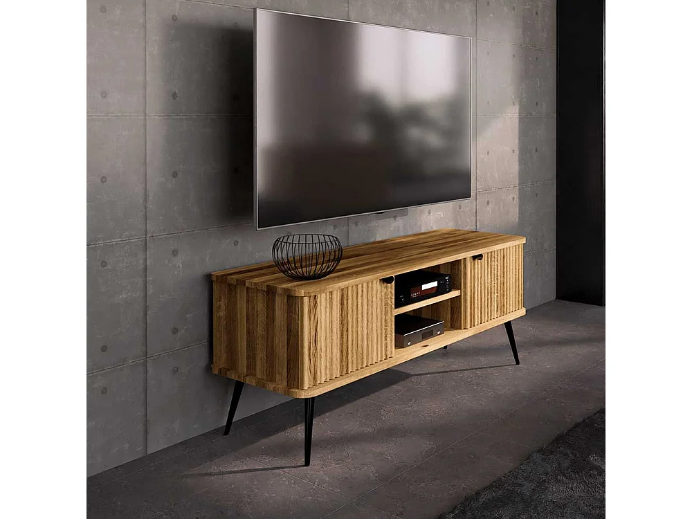 Fernsehboard Wildeiche modern mit Massivholztüren 144 cm breit