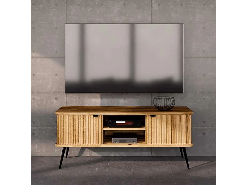 Fernsehboard Wildeiche modern mit Massivholztüren 144 cm breit