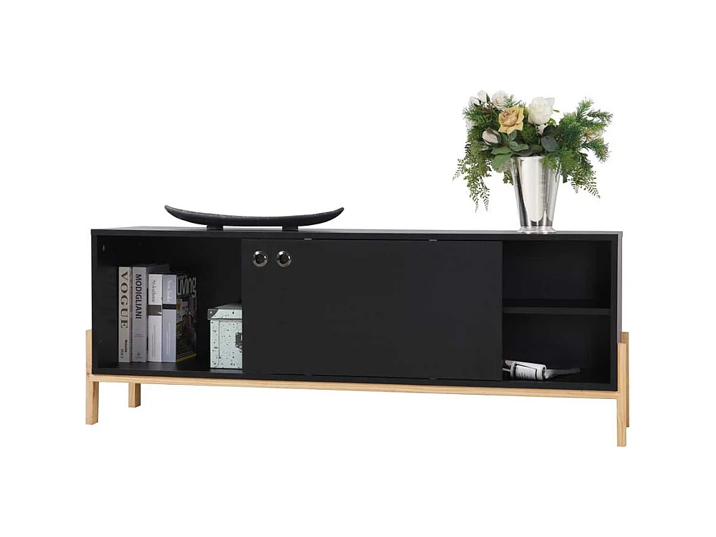 Schwarzes Lowboard melaminbeschichtet Schiebtür