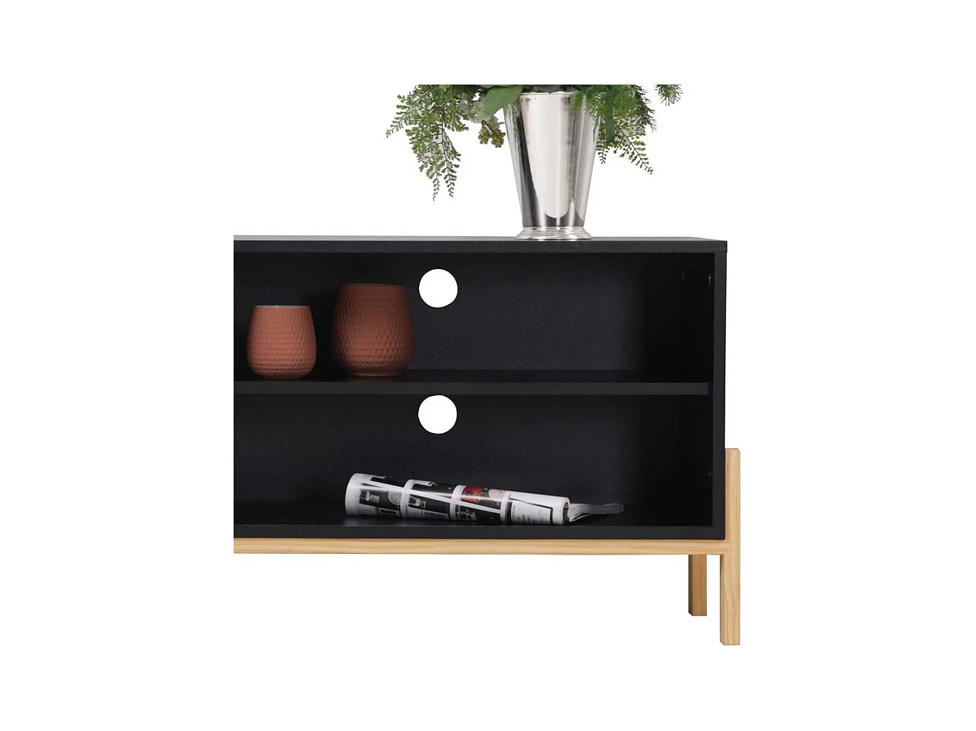 Schwarzes Lowboard melaminbeschichtet Schiebtür