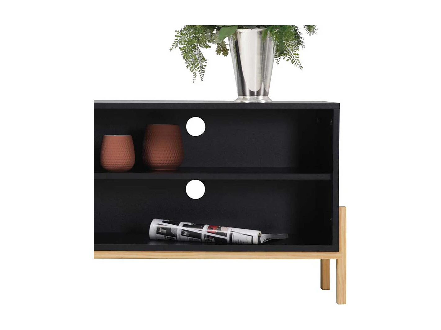 Schwarzes Lowboard melaminbeschichtet Schiebtür