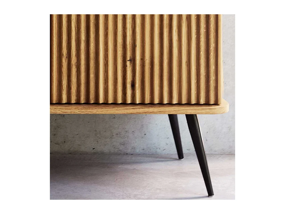 Lowboard mit Schubladen massiv in Wildeichefarben Schwarz