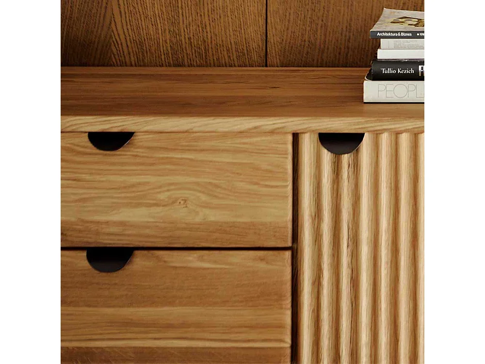 Lowboard mit Schubladen massiv in Wildeichefarben Schwarz