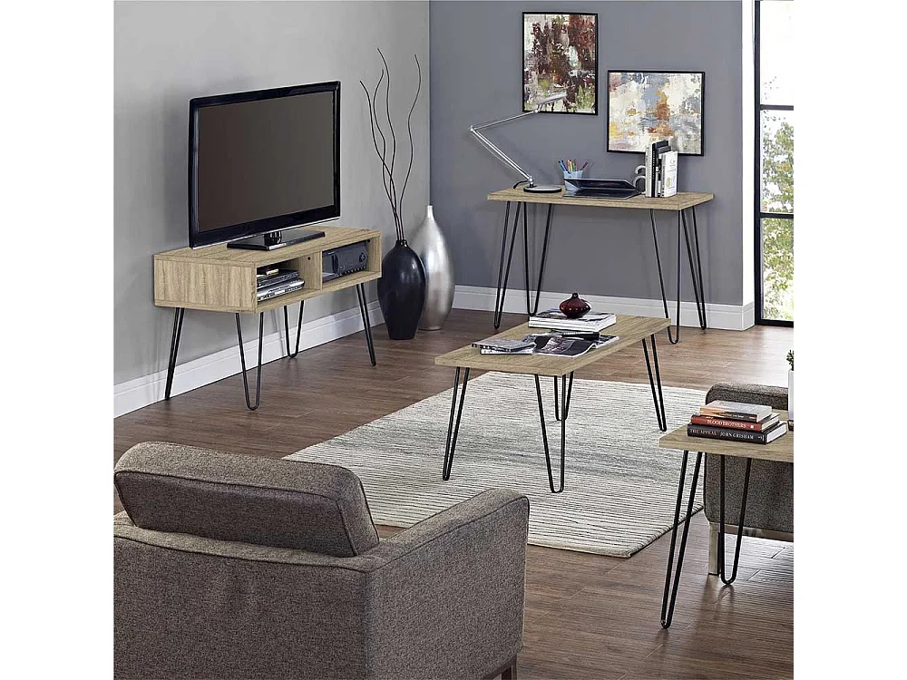 TV Lowboard mit Hairpin Legs Kabeldurchlässen