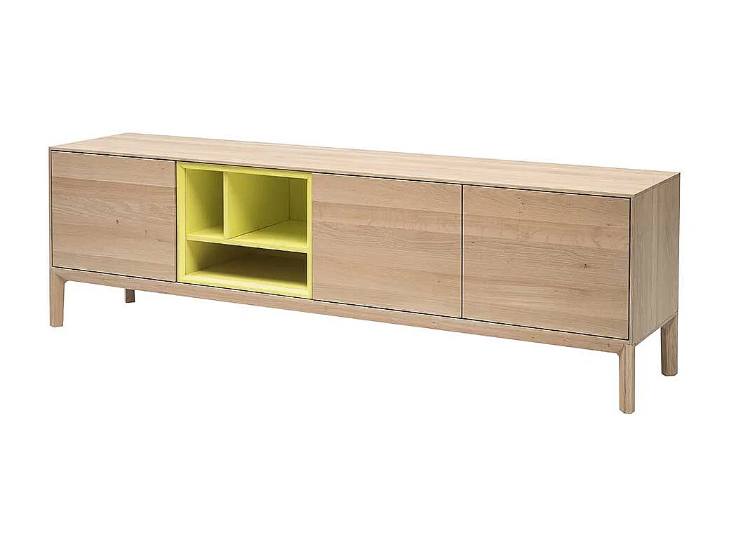 TV Unterschrank in Eiche weiß geölt und Gelb 205 cm breit