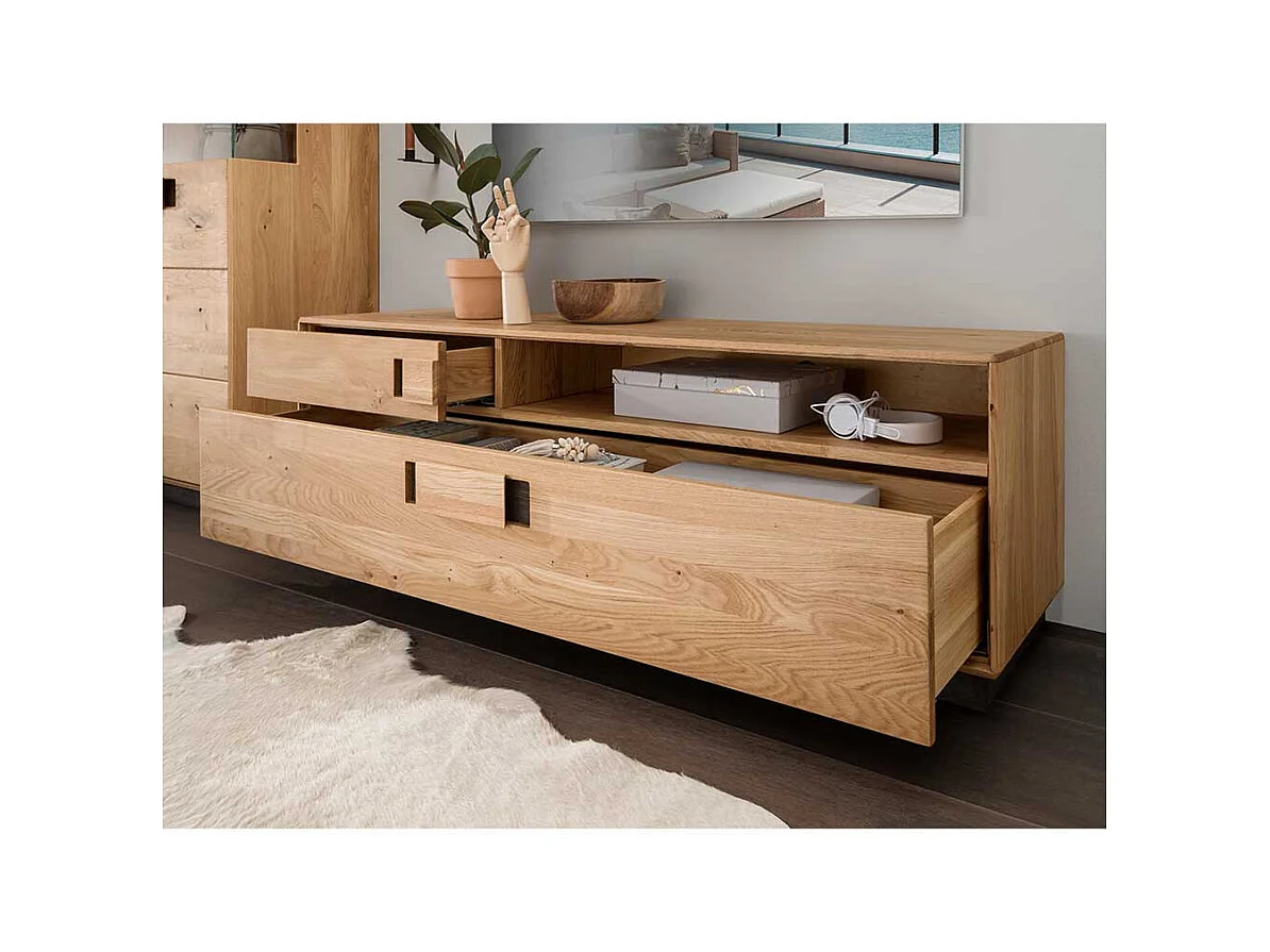 Massives TV Lowboard aus Wildeiche und Eiche 155 cm breit